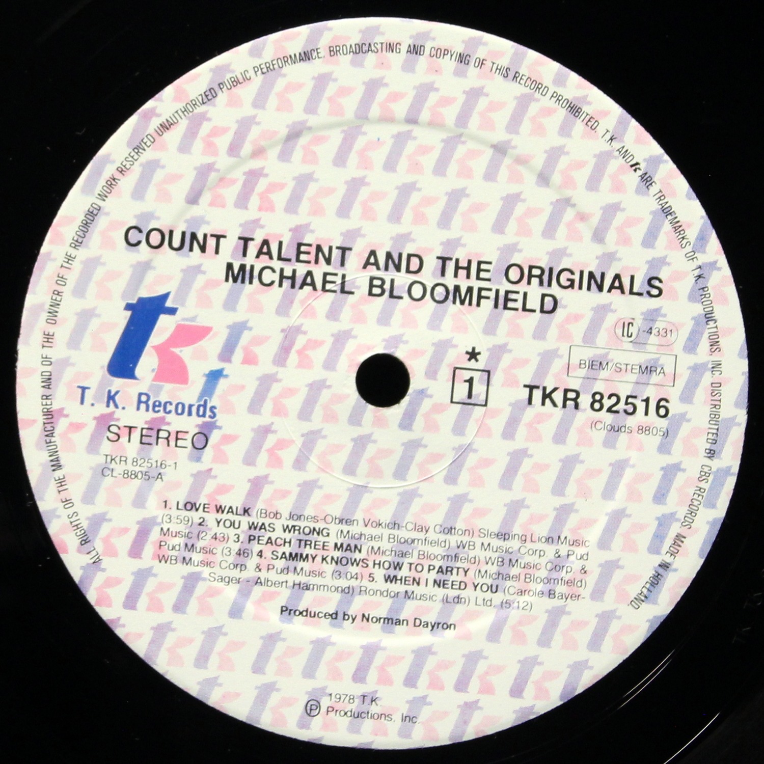 LP Mike Bloomfield — Count Talent And The Originals фото 2