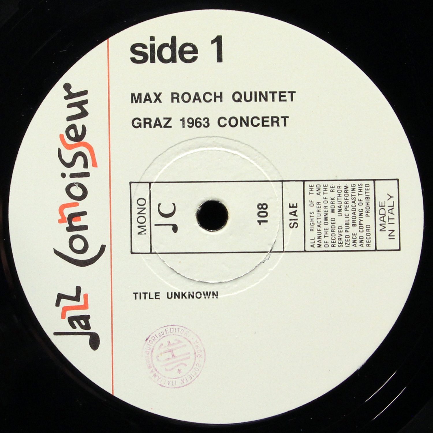 LP Max Roach Quintet — Graz 1963 Concert (моно) фото 2