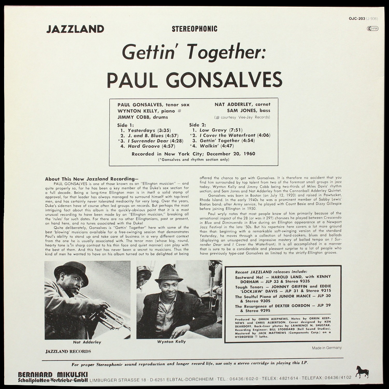 LP Paul Gonsalves — Gettin' Together! фото 2
