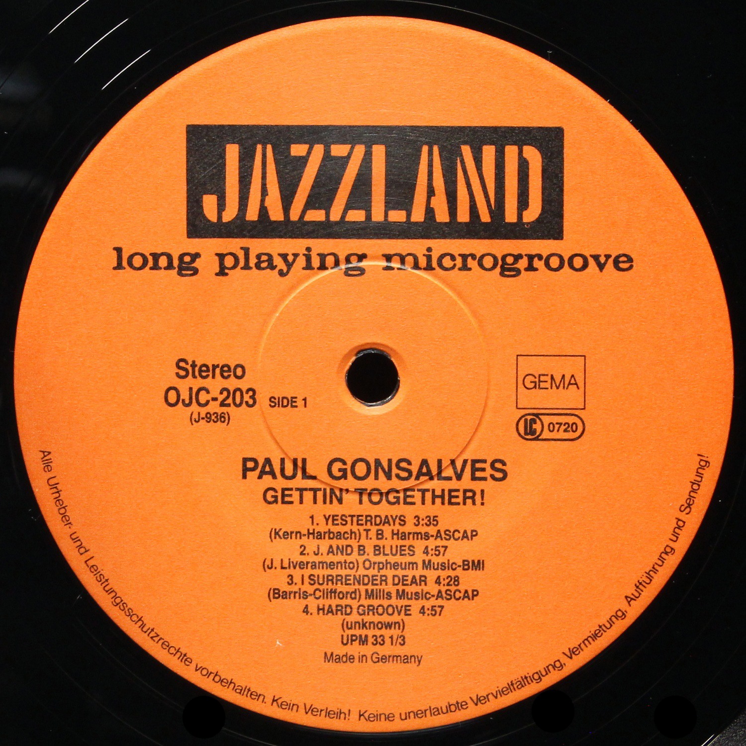 LP Paul Gonsalves — Gettin' Together! фото 3