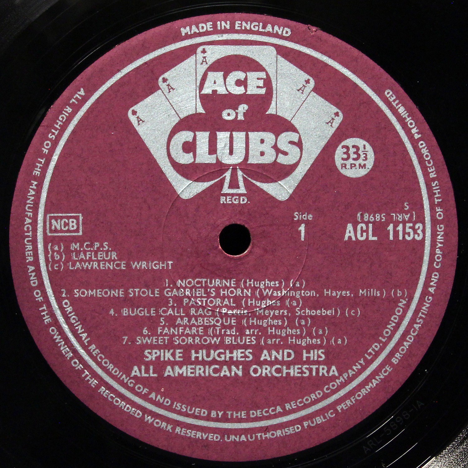 LP Spike Hughes And His All American Orchestra — Spike Hughes And His All American Orchestra (моно) фото 2