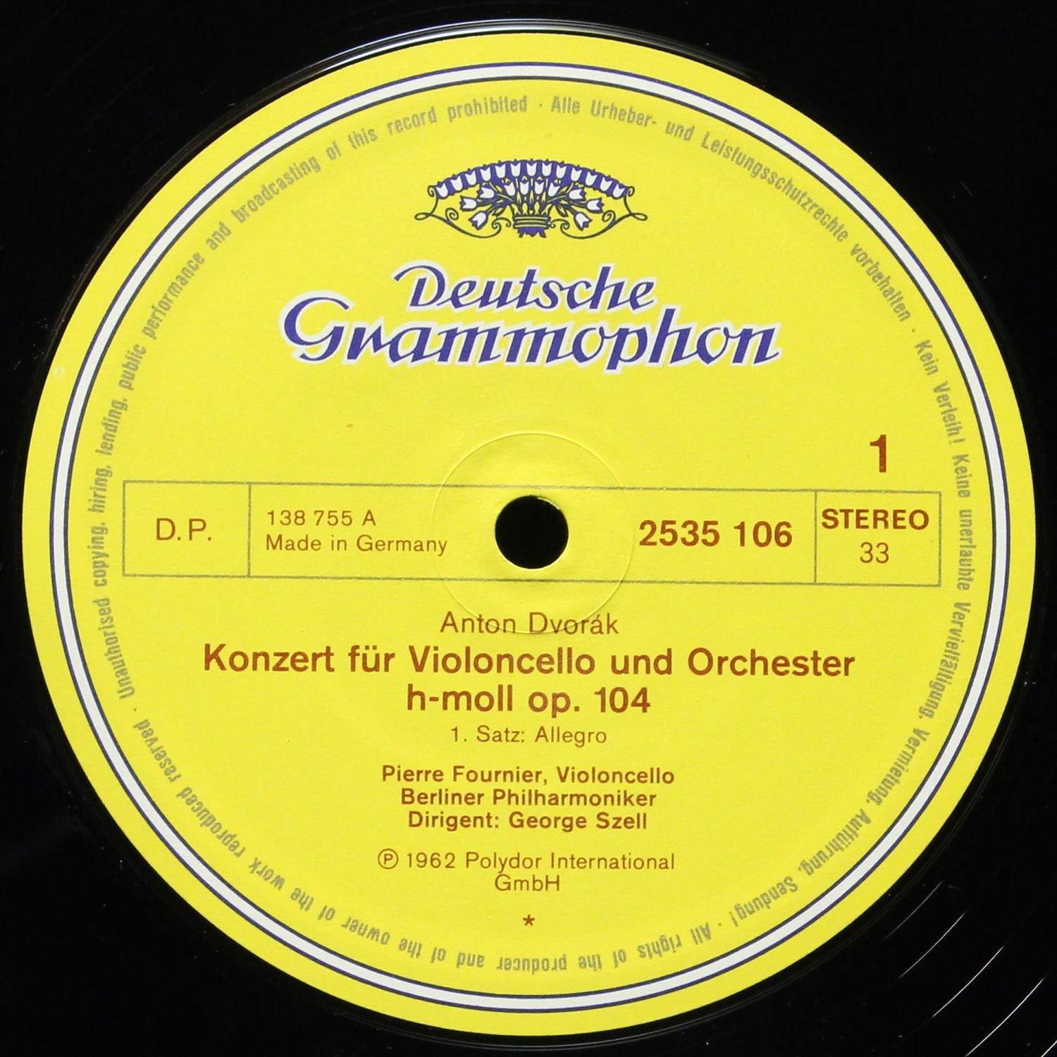 LP George Szell — Antonin Dvorak: Cellokonzert фото 2