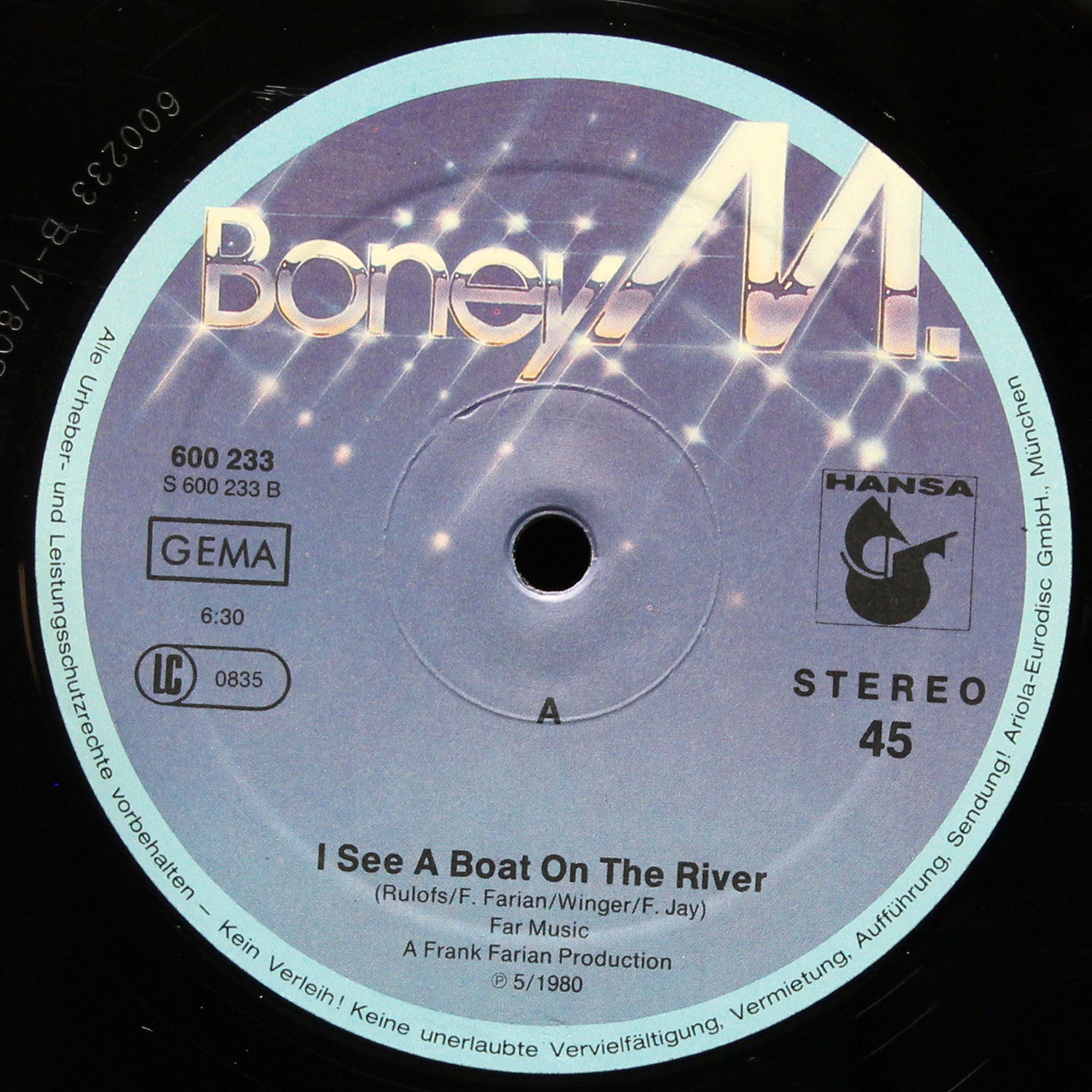 LP Boney M — My Friend Jack / I See A Boat (On The River) (макси сингл) фото 2