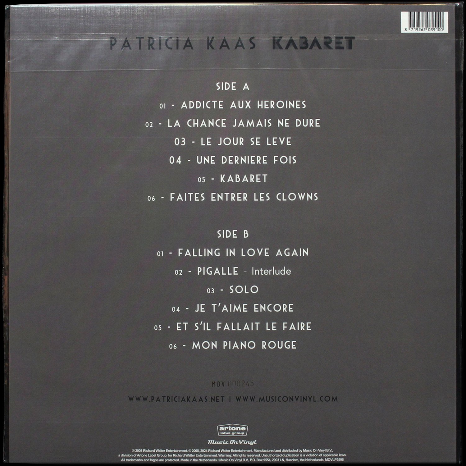 LP Patricia Kaas — Kabaret (цветной винил) фото 2