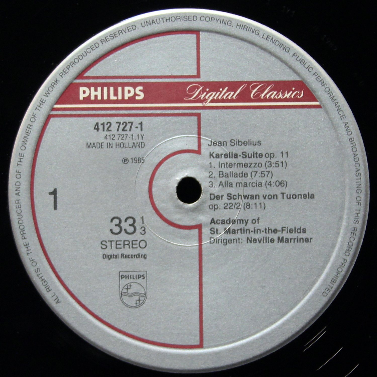 LP Sir Neville Marriner — Grieg / Sibelius: Holberg Suite - Karelia Suite фото 3