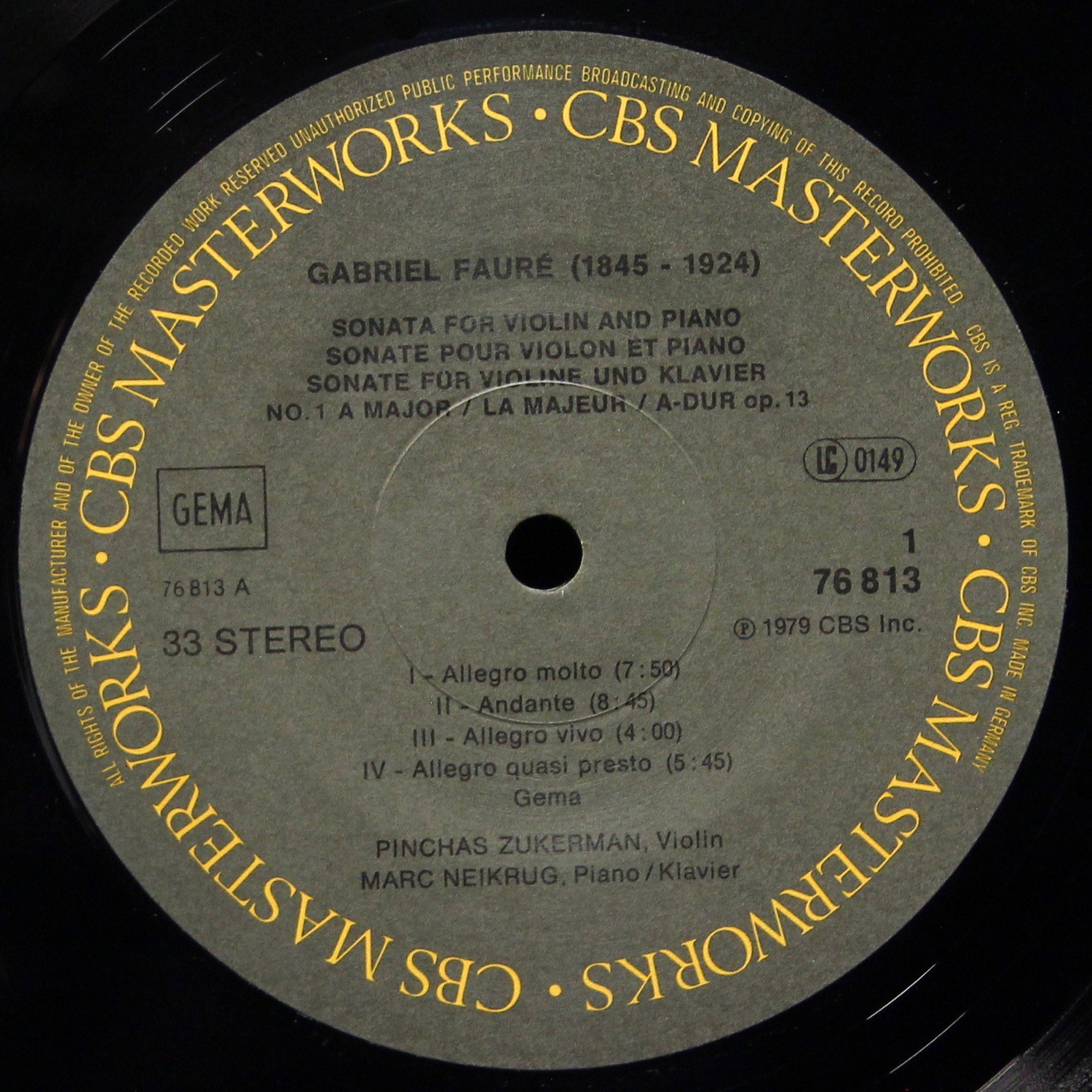 LP Pinchas Zukerman — Sonata Berceuse Op. 16 / Sonata фото 3