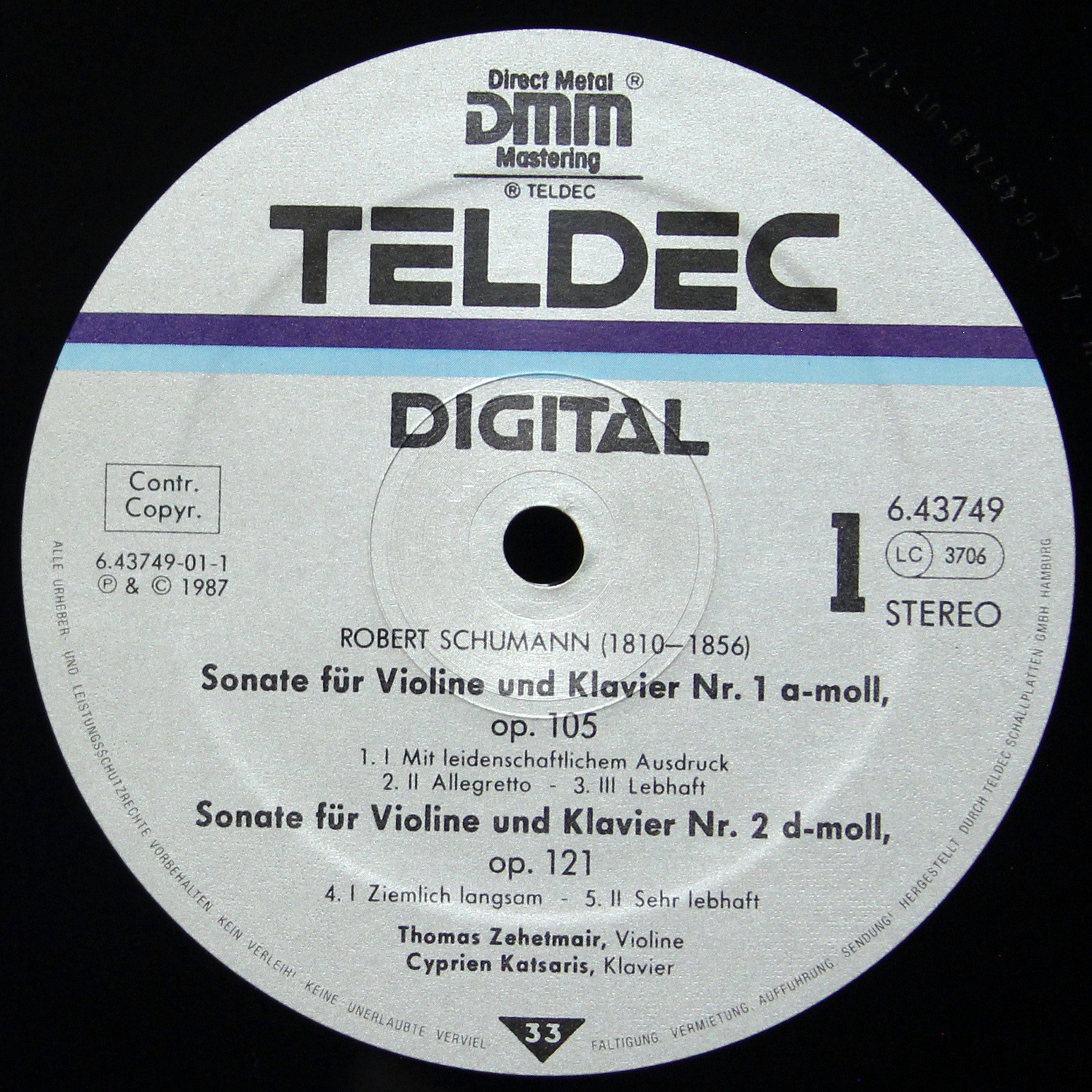 LP Thomas Zehetmair — Schumann: Violinsonaten фото 3