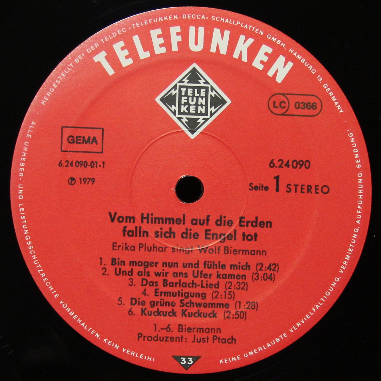 LP Erika Pluhar — Vom Himmel Auf Die Erden Falln Sich Die Engel Tot фото 2