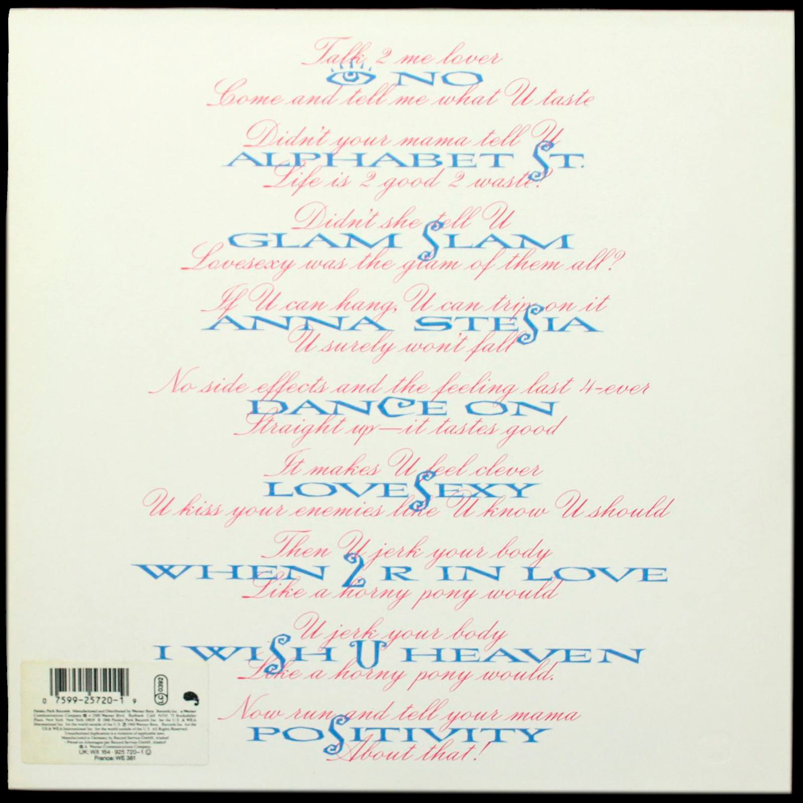 LP Prince — Lovesexy фото 3