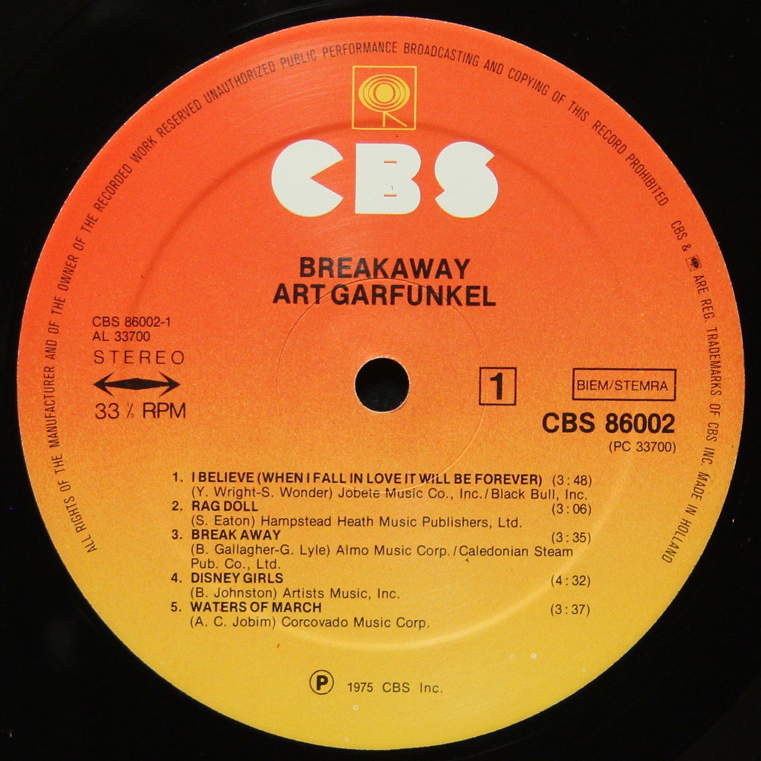 LP Art Garfunkel — Breakaway фото 2