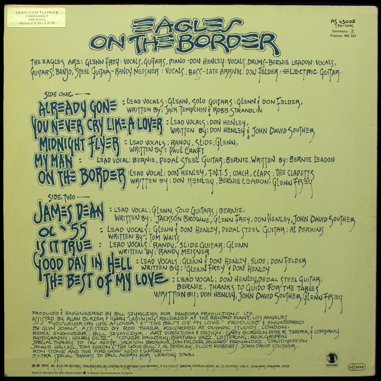 LP Eagles — On The Border фото 2