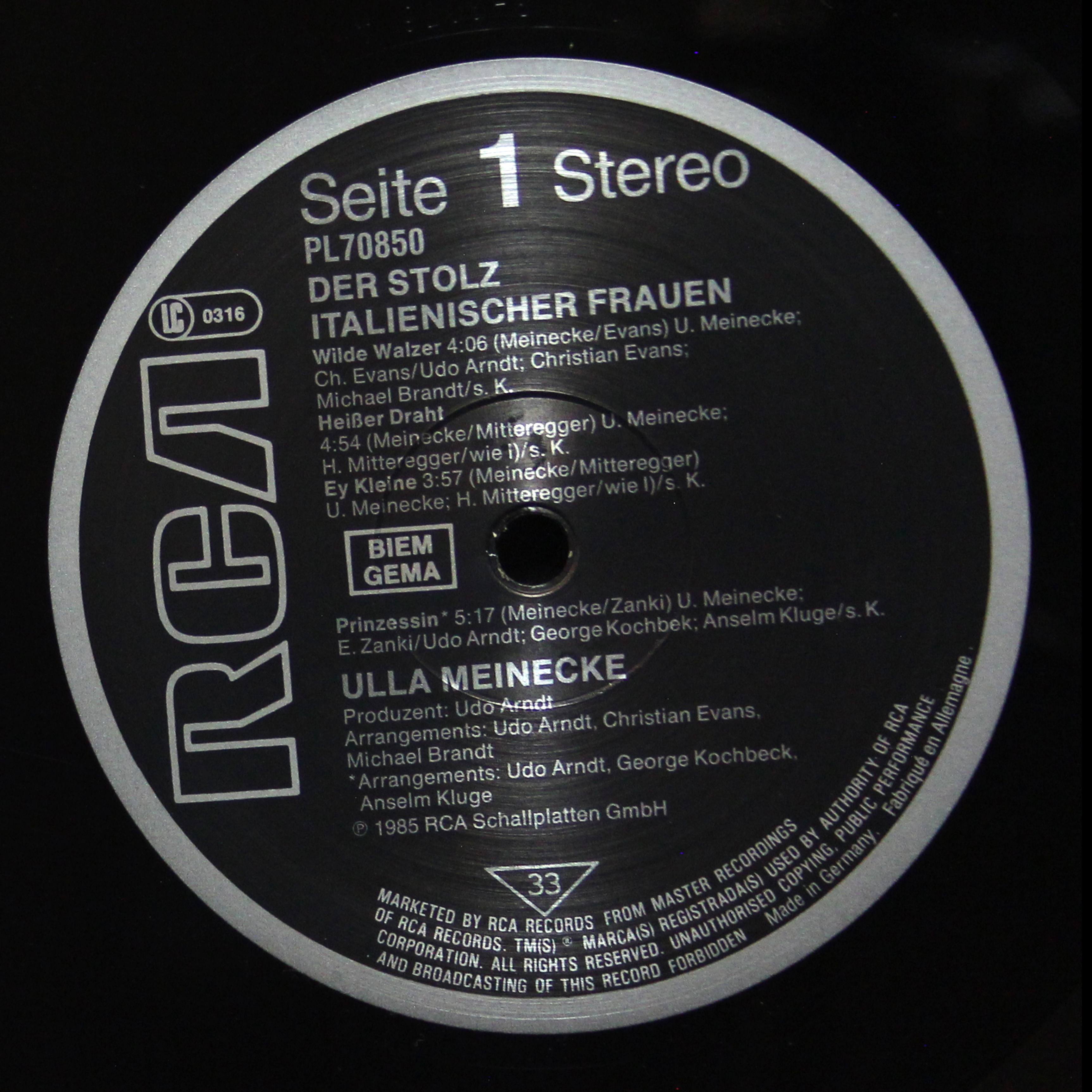 LP Ulla Meinecke — Der Stolz Italienischer Frauen фото 2
