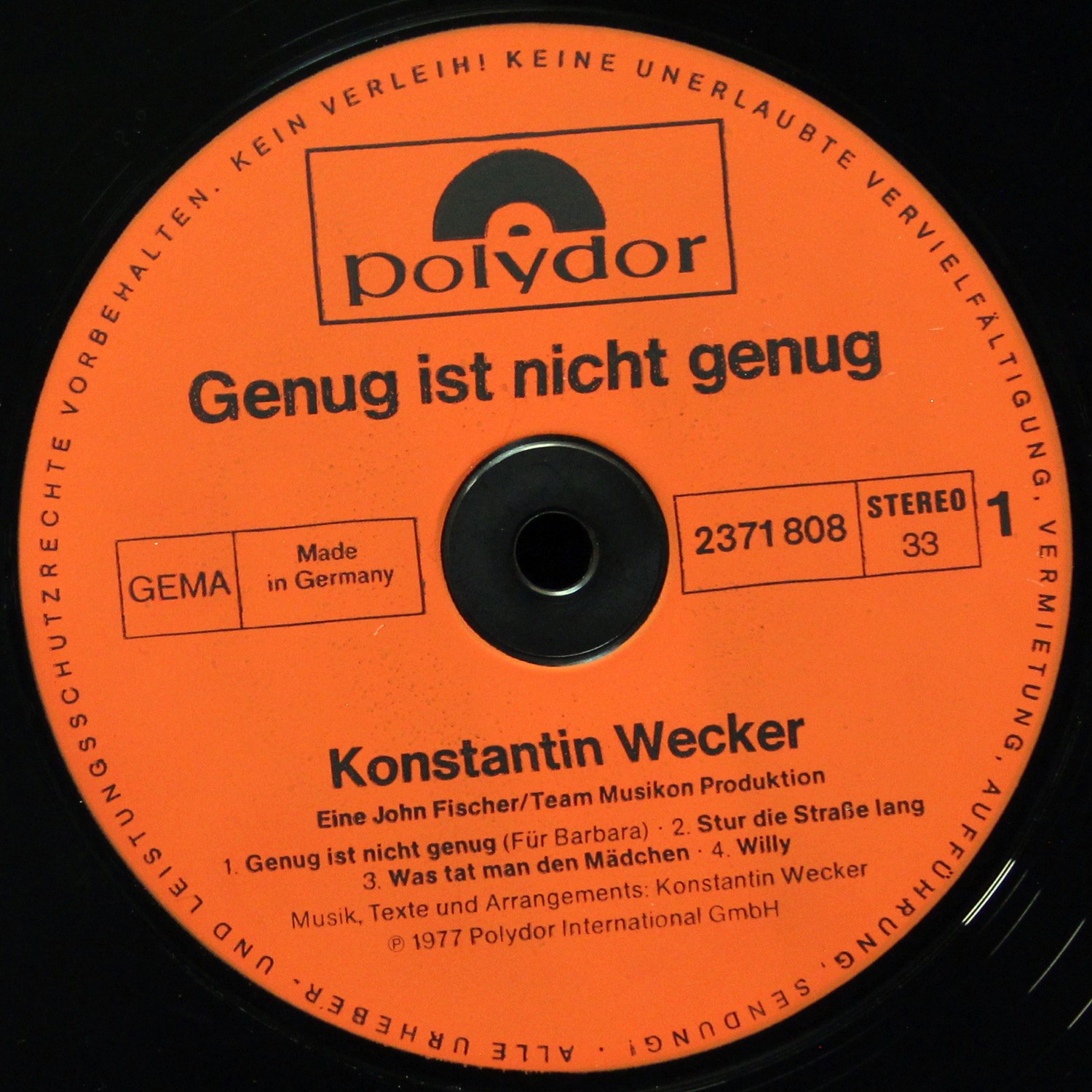 LP Konstantin Wecker — Genug Ist Nicht Genug фото 2