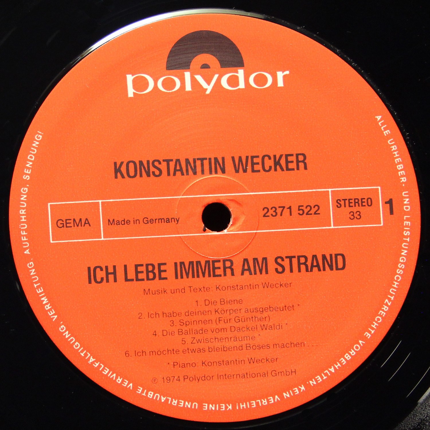 LP Konstantin Wecker — Ich Lebe Immer Am Strand фото 2