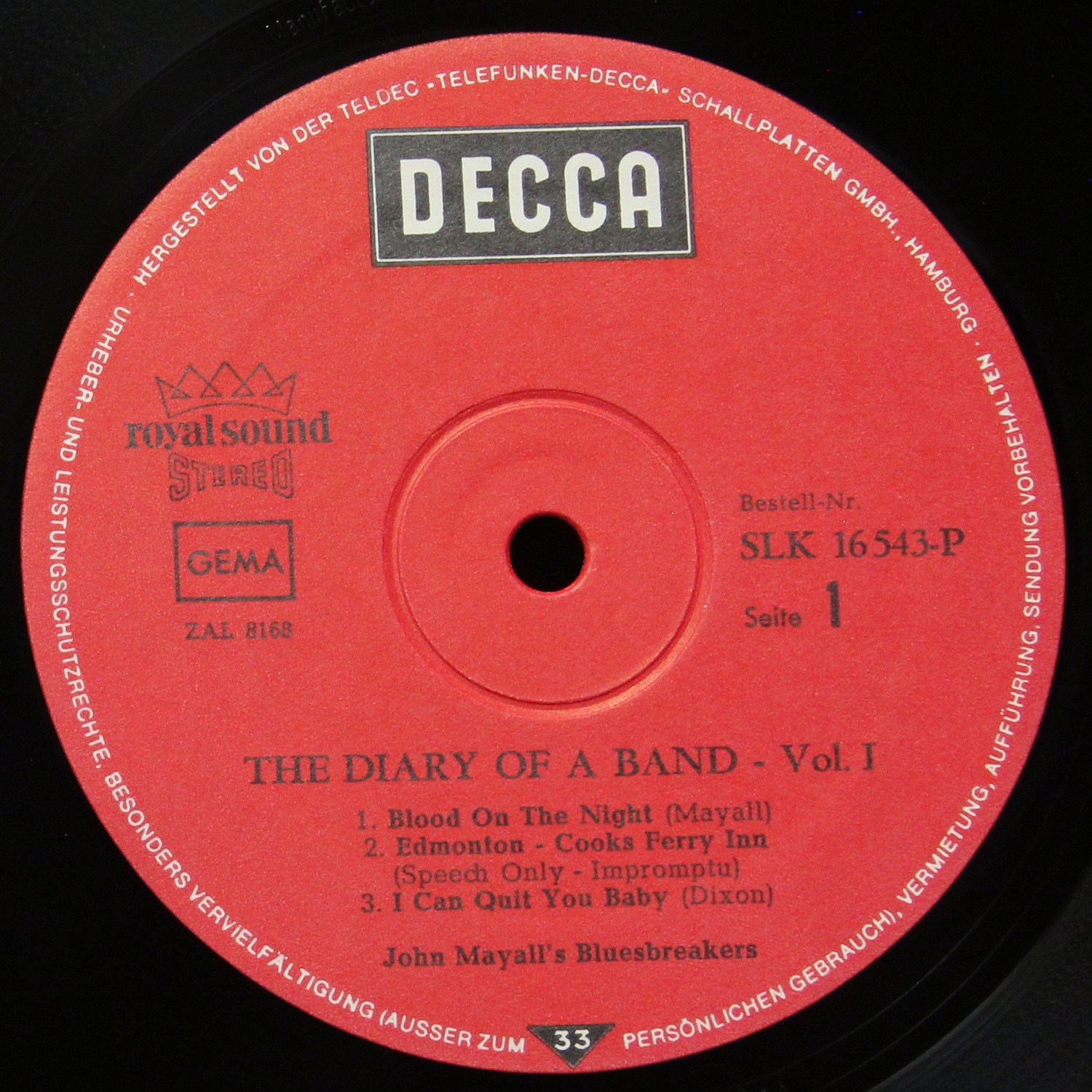 LP John Mayall — Diary Of A Band (Volume One) фото 3