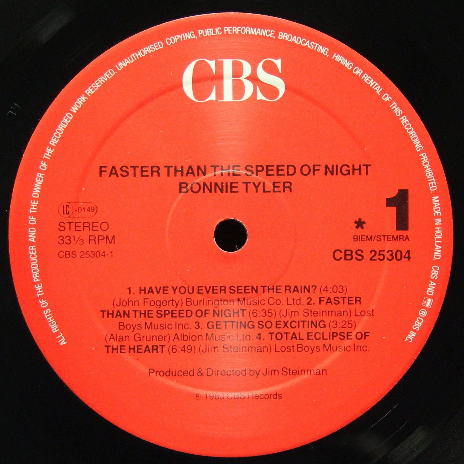 LP Bonnie Tyler — Faster Than The Speed Of Night фото 3