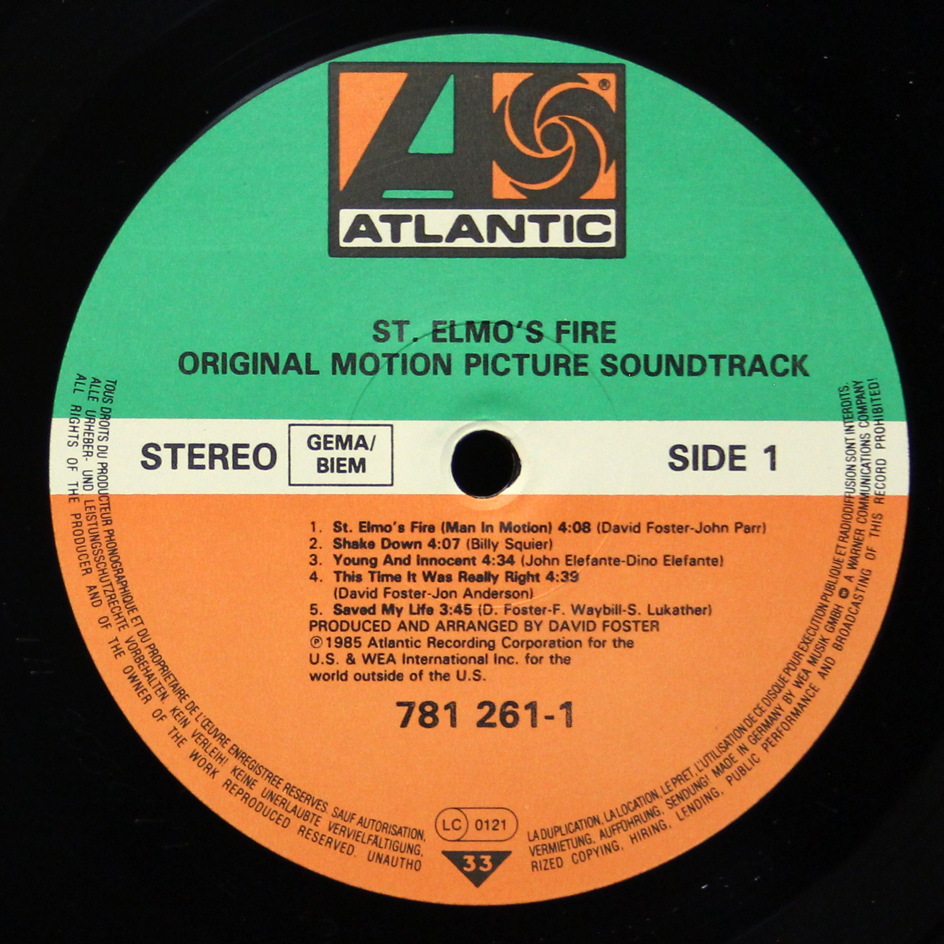 LP V/A — St. Elmo's Fire (Original Motion Picture Soundtrack) фото 2