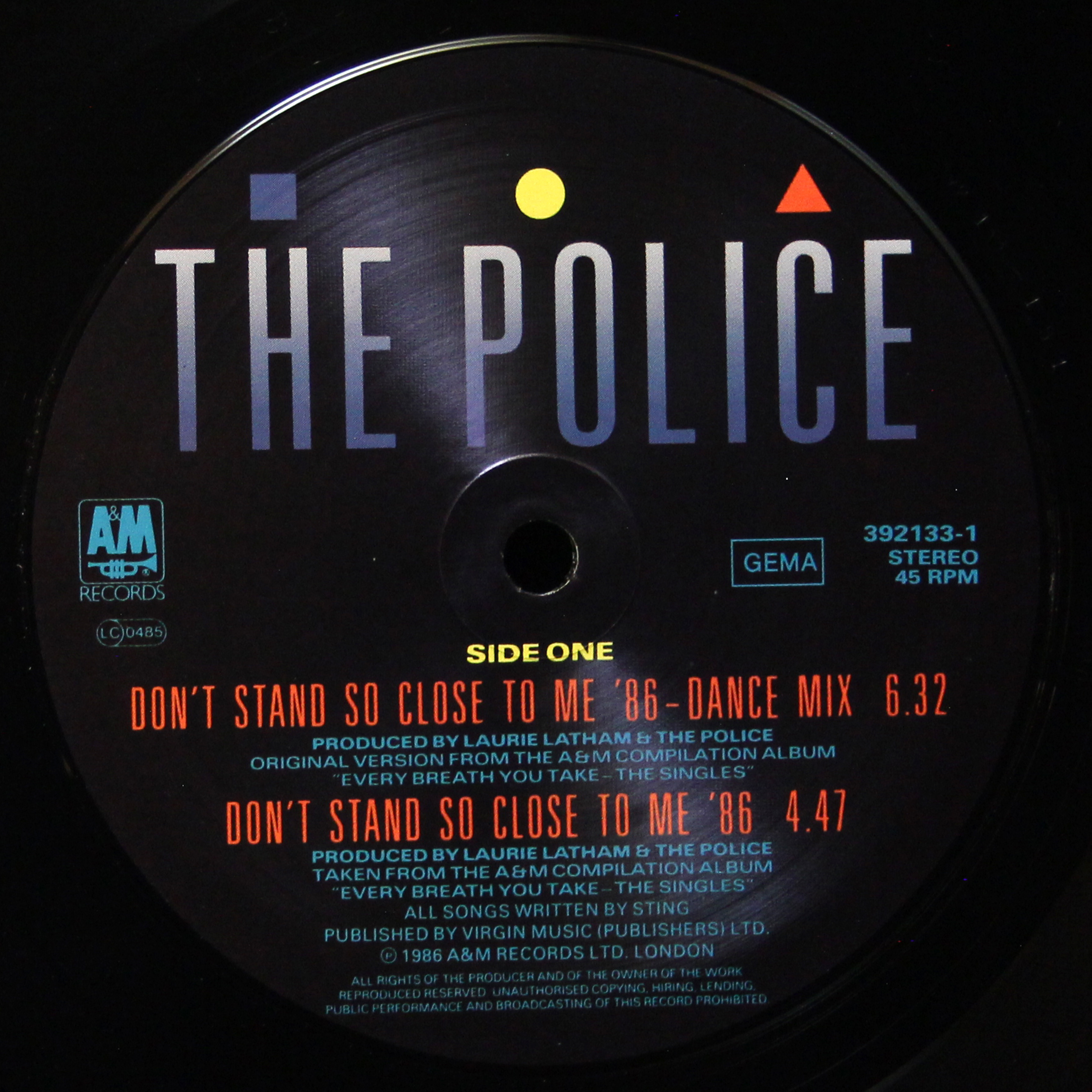 LP Police — Don't Stand So Close To Me '86 (сингл) фото 2