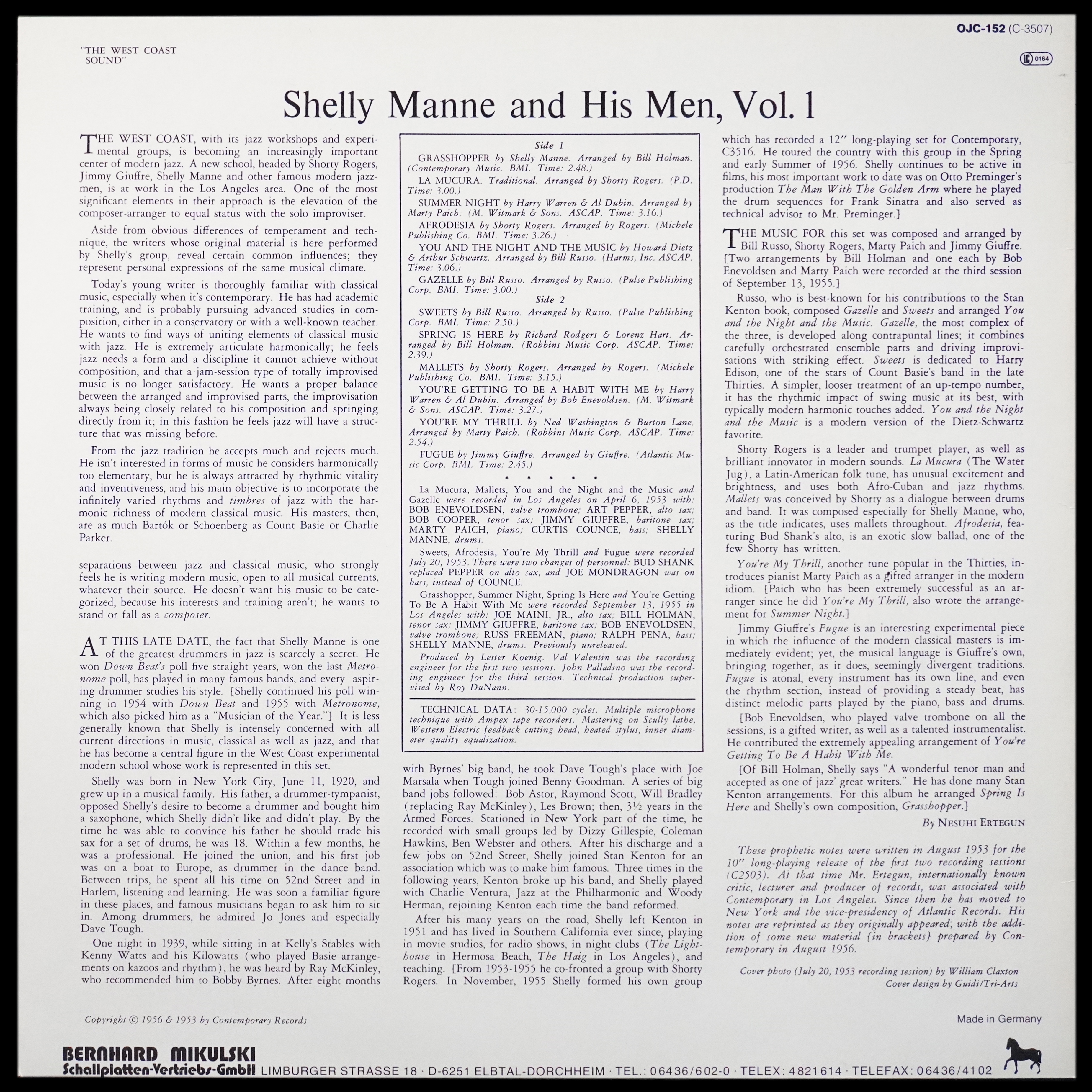 LP Shelly Manne & His Men — Vol. 1: The West Coast Sound фото 2