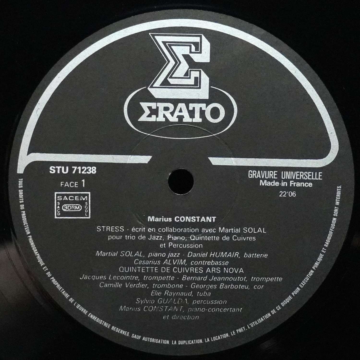 LP Martial Solal — Stress - Psyche - Trois Complexes фото 3
