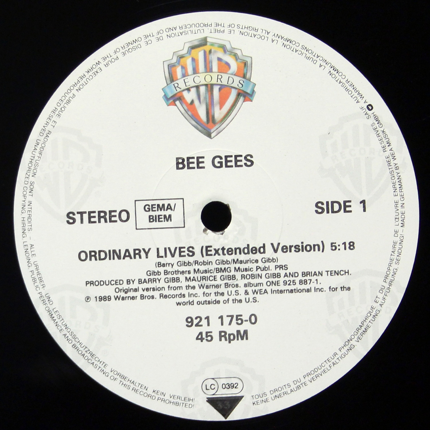 LP Bee Gees — Ordinary Lives (макси сингл) фото 2