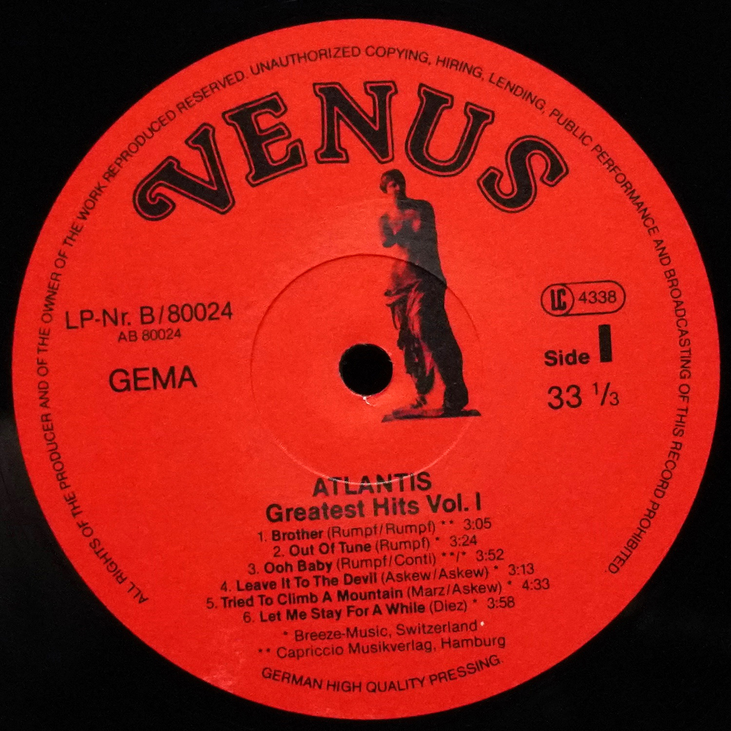 LP Atlantis — Greatest Hits Vol. One фото 2