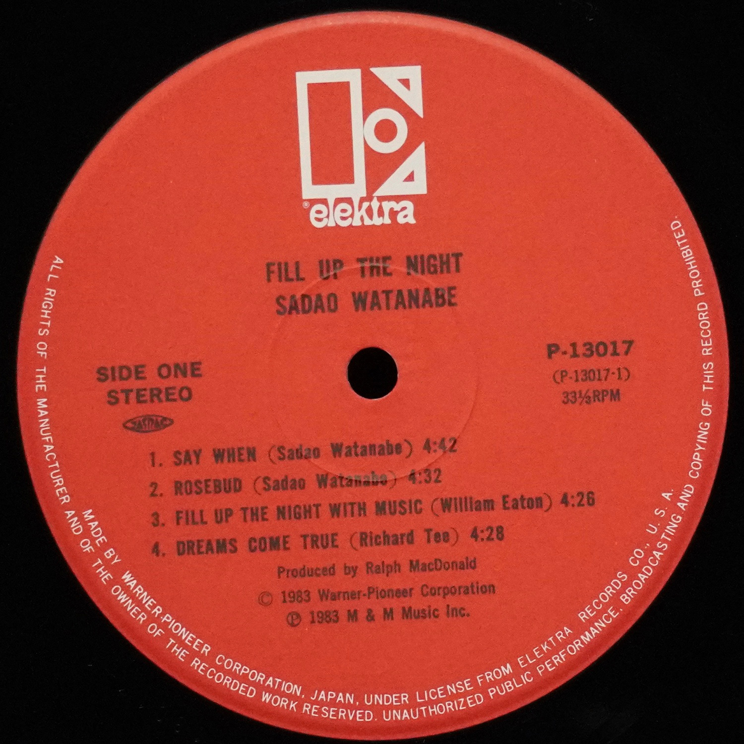 LP Sadao Watanabe — Fill Up The Night фото 3