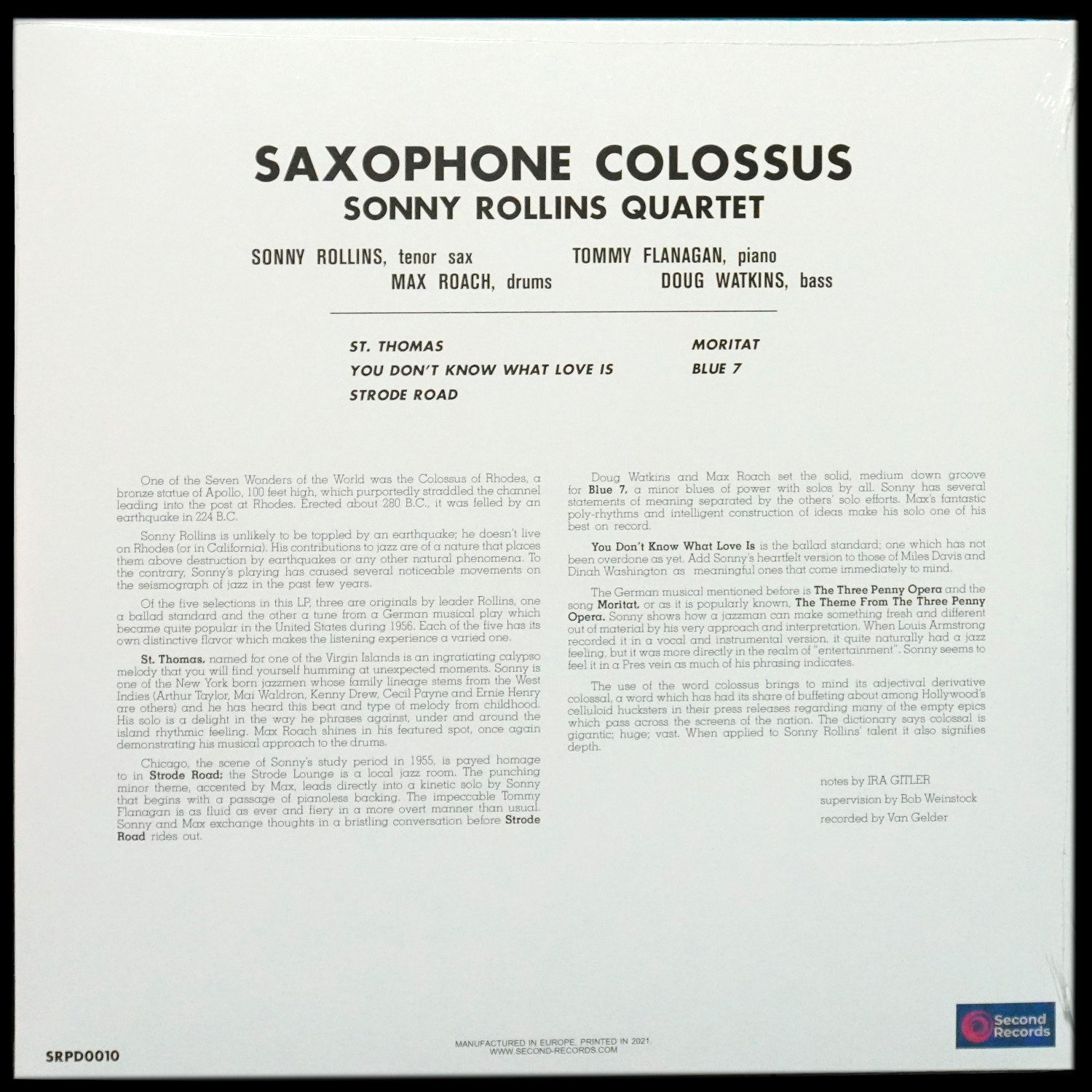 LP Sonny Rollins — Saxophone Colossus фото 2