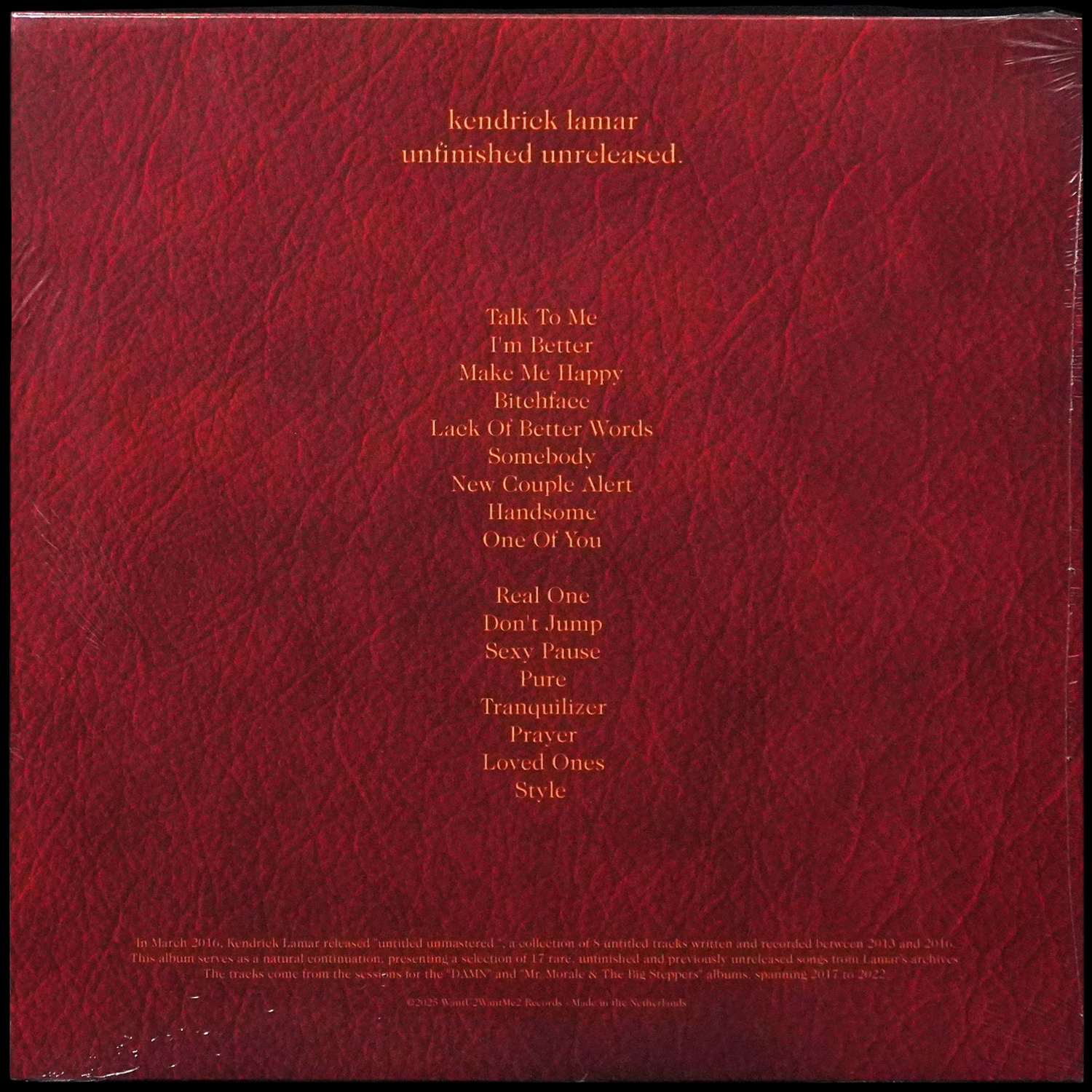 LP Kendrick Lamar — Unfinished Unreleased фото 2