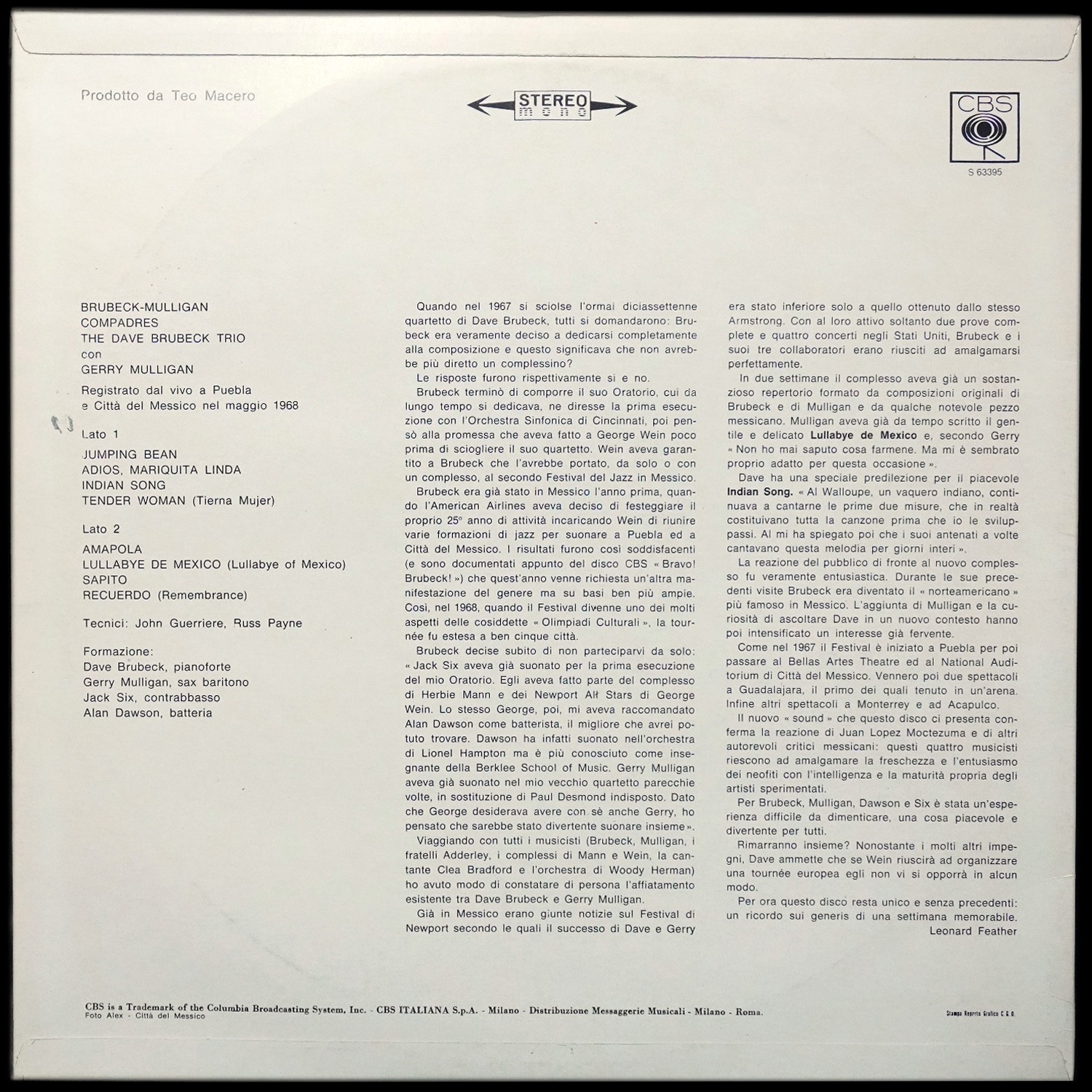 LP Dave Brubeck Trio — Compadres фото 2