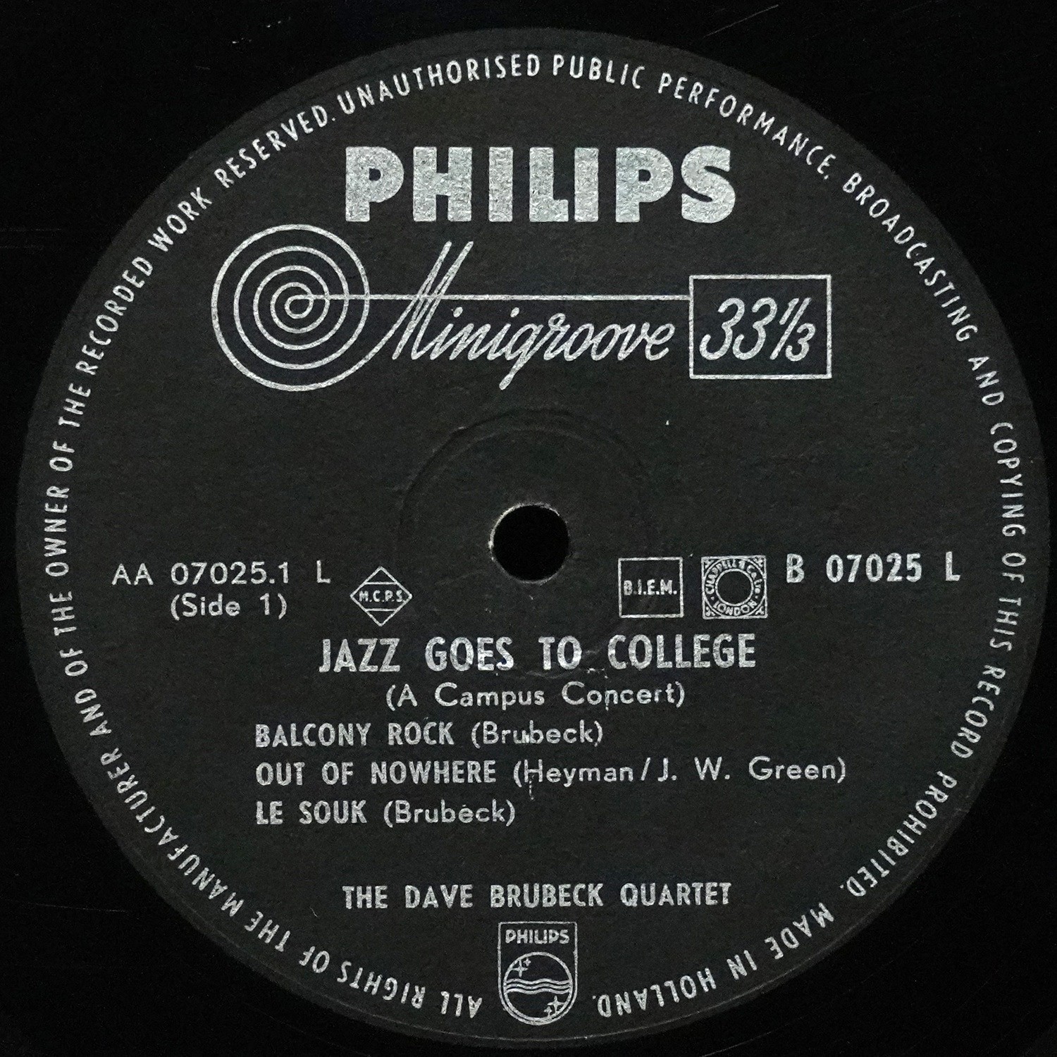 LP Dave Brubeck Quartet — Jazz Goes To College (моно) фото 2