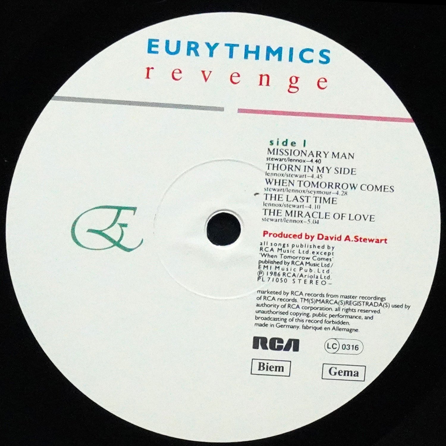 LP Eurythmics — Revenge фото 3