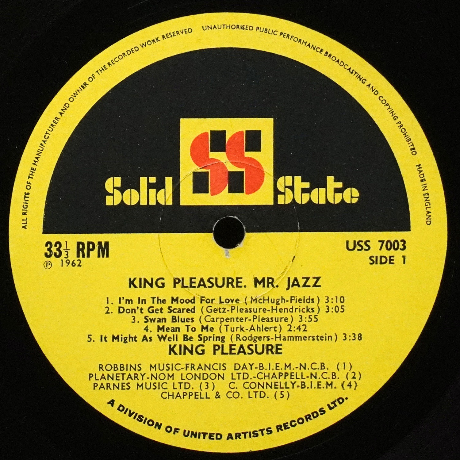 LP King Pleasure — Mr. Jazz (моно) фото 2