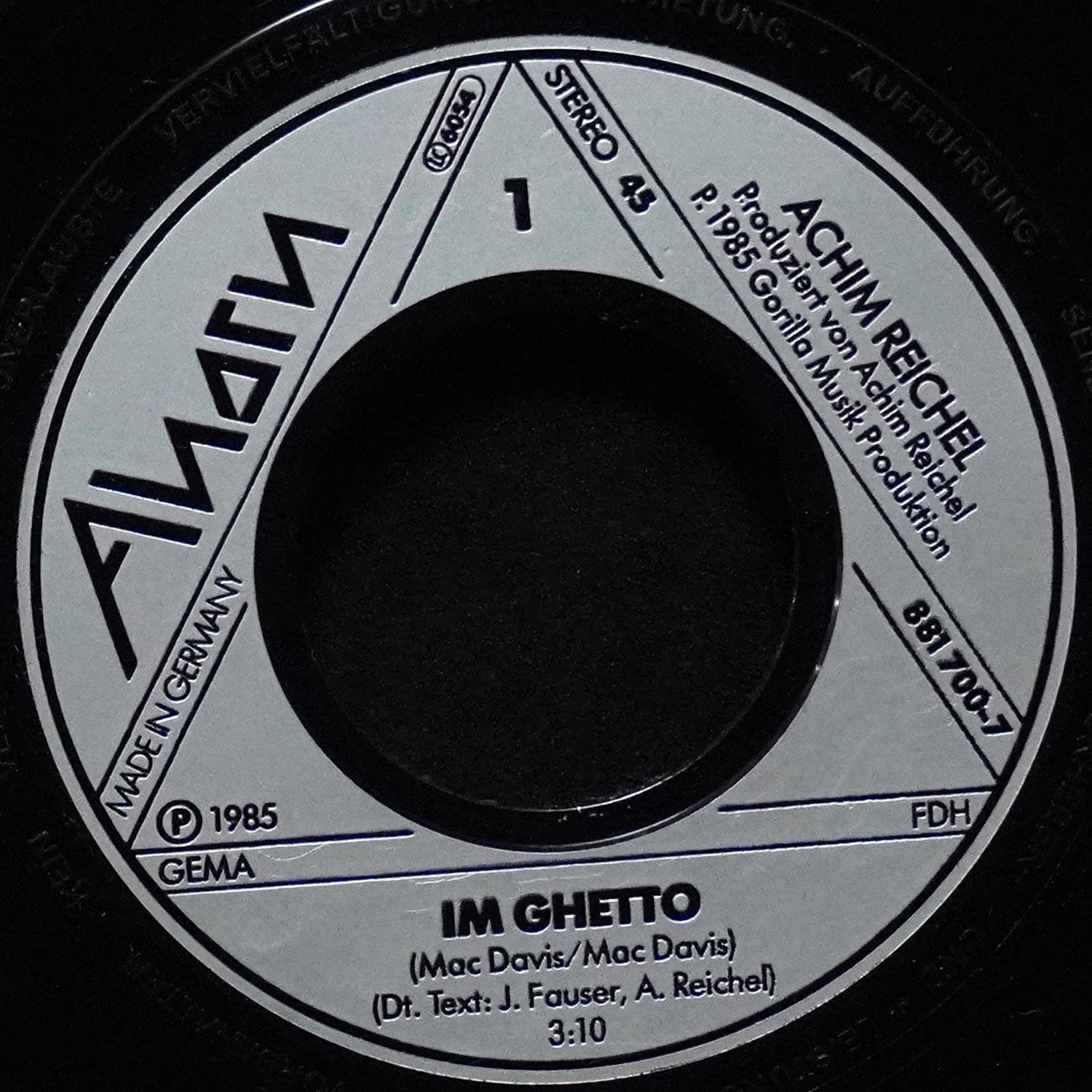 LP Achim Reichel — Im Ghetto (сингл) фото 2