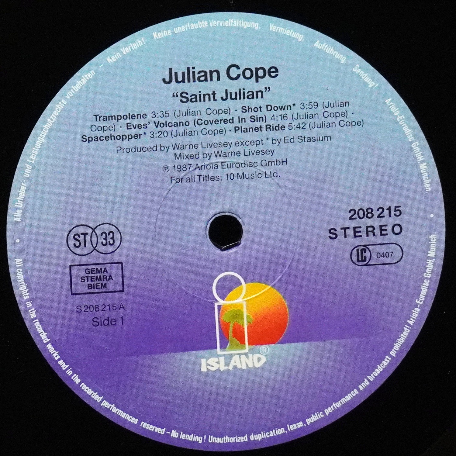 LP Julian Cope — Saint Julian фото 2