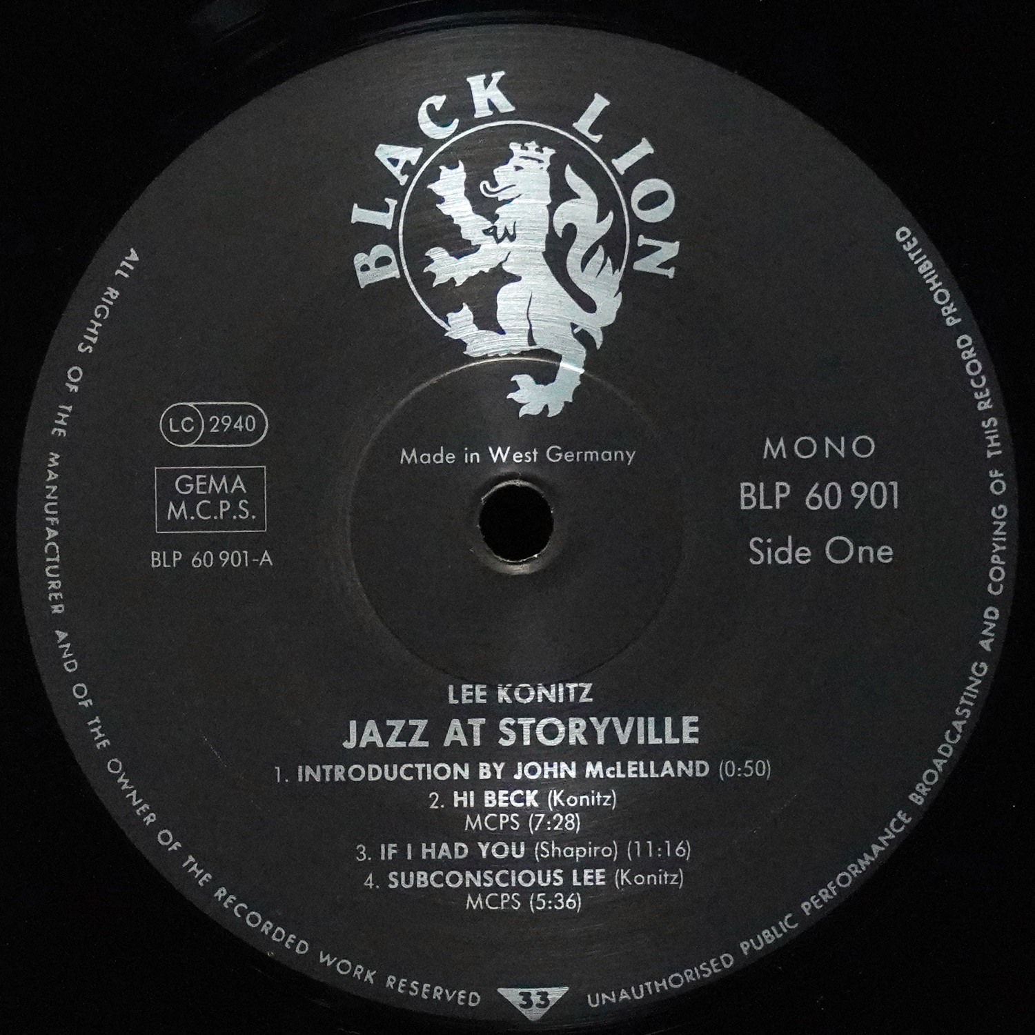 LP Lee Konitz — At Storyville (моно) фото 3