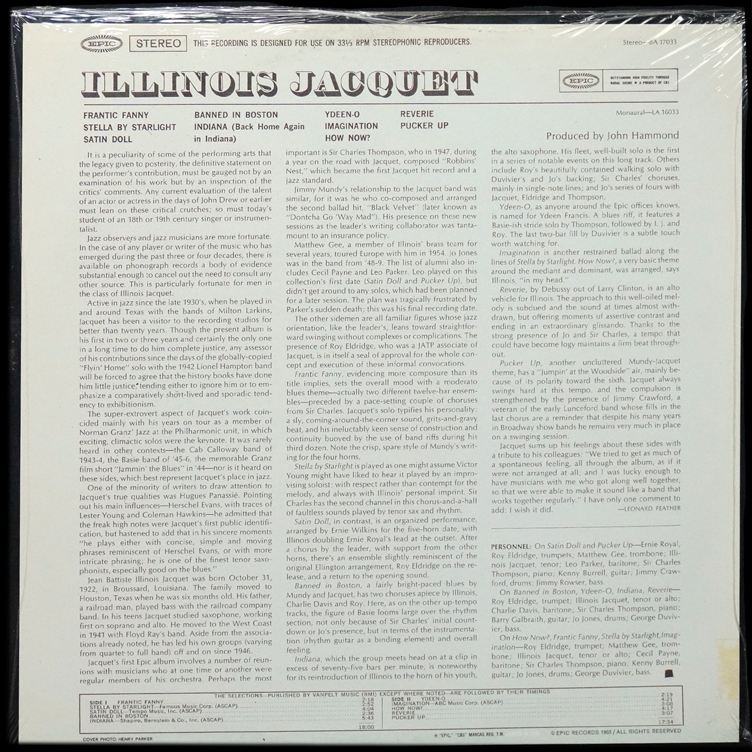 LP Illinois Jacquet — Illinois Jacquet фото 2