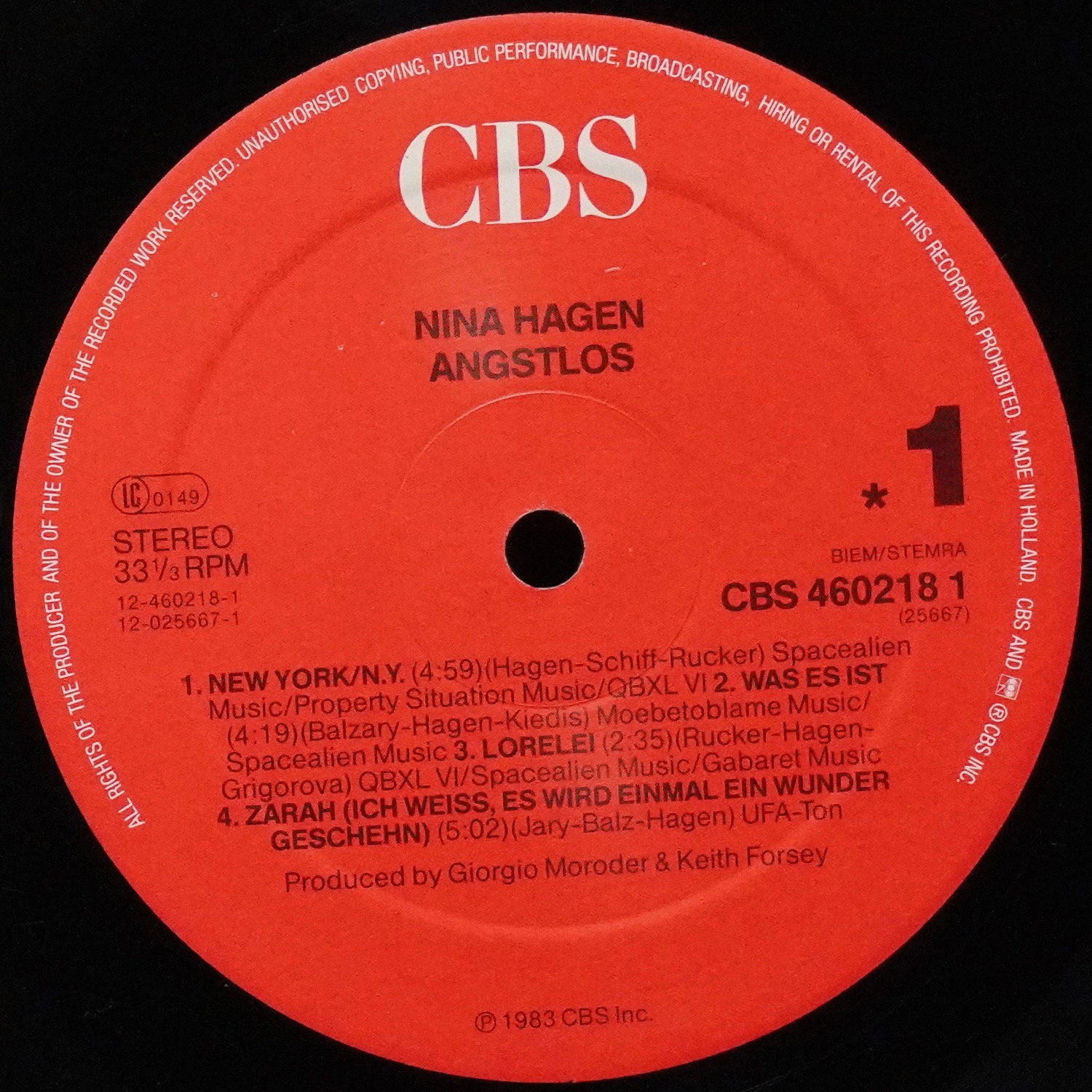 LP Nina Hagen — Angstlos фото 3