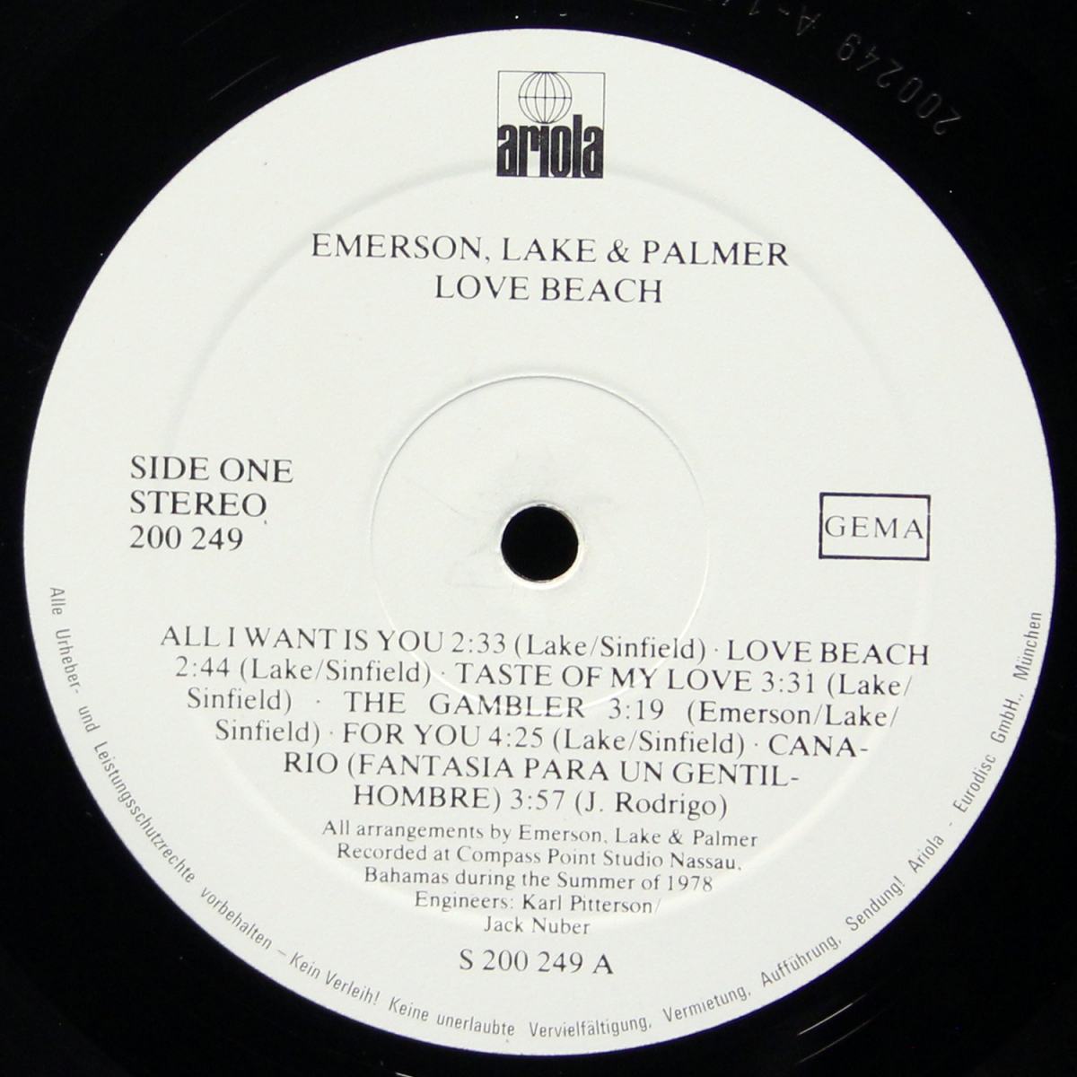 LP Emerson, Lake & Palmer — Love Beach фото 2