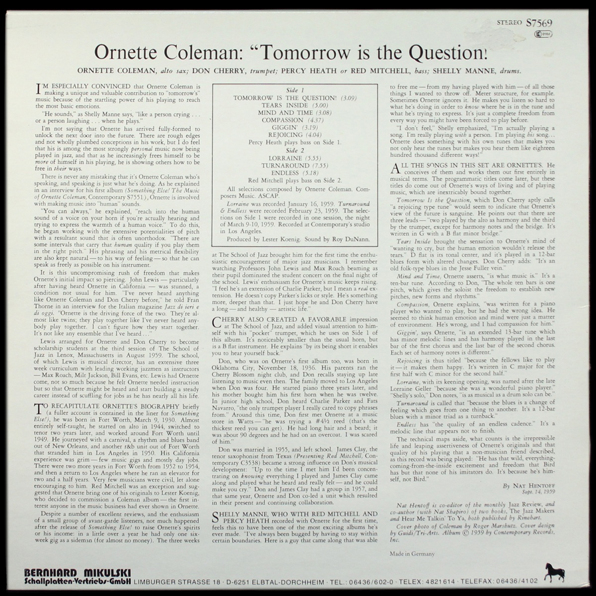 LP Ornette Coleman — Tomorrow Is The Question! фото 3