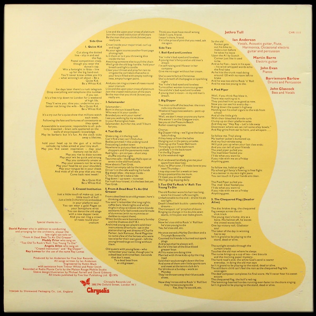 LP Jethro Tull — Too Old To Rock 'N' Roll: Too Young To Die! фото 3