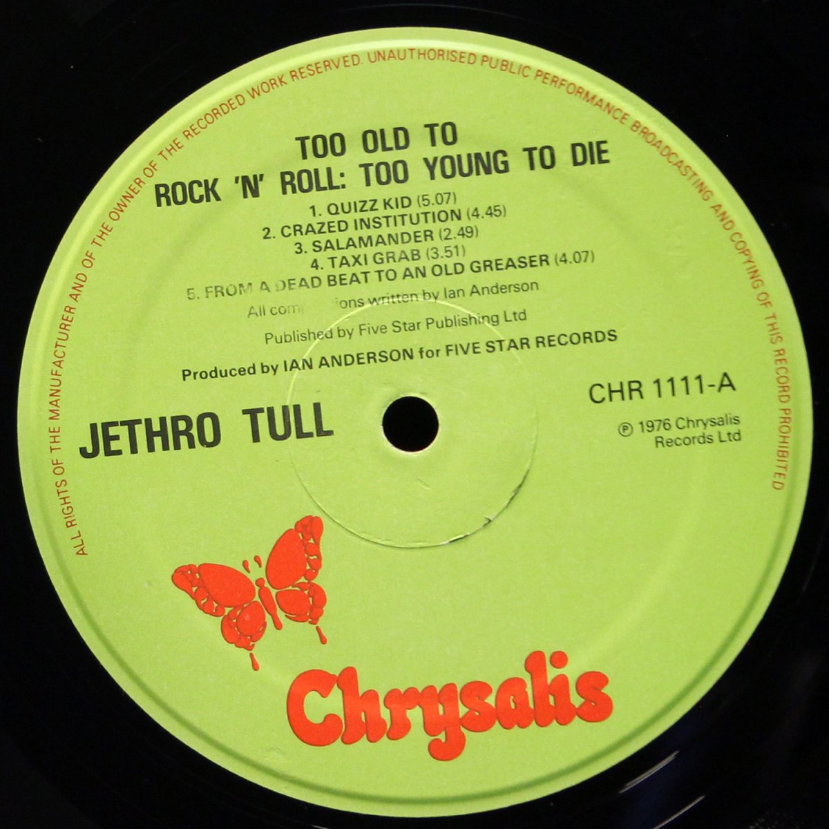 LP Jethro Tull — Too Old To Rock 'N' Roll: Too Young To Die! фото 2