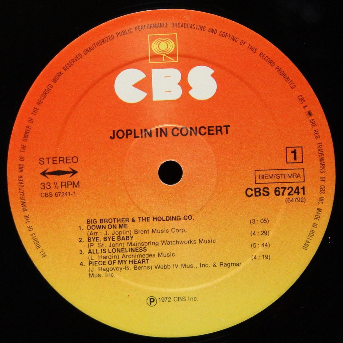 LP Janis Joplin — In Concert (2LP) фото 2