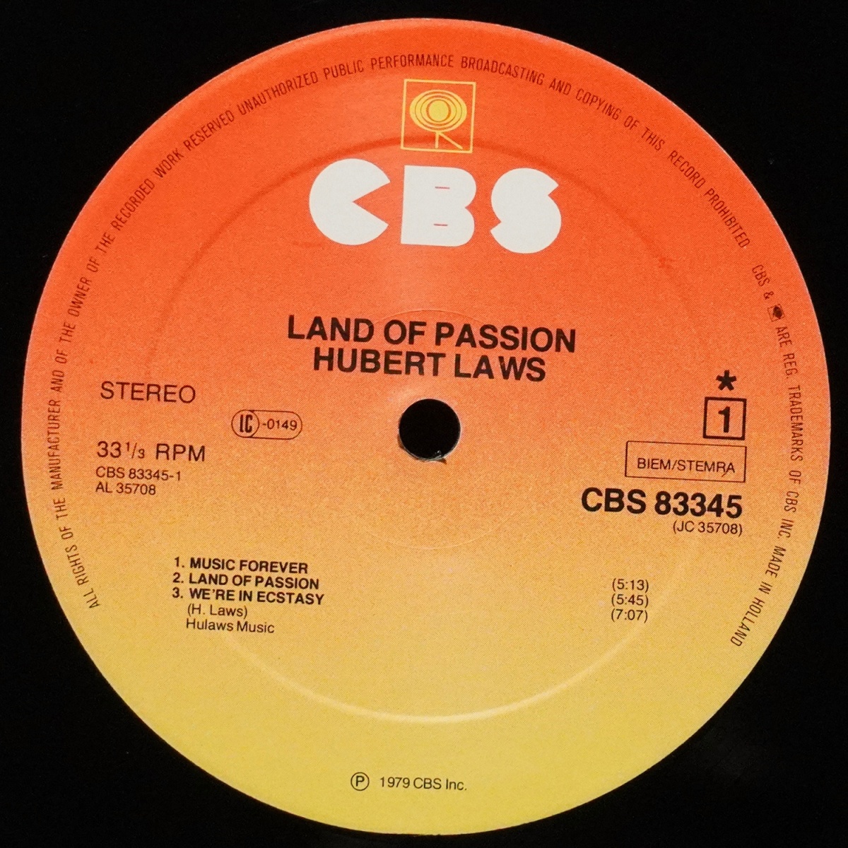 LP Hubert Laws — Land Of Passion фото 2
