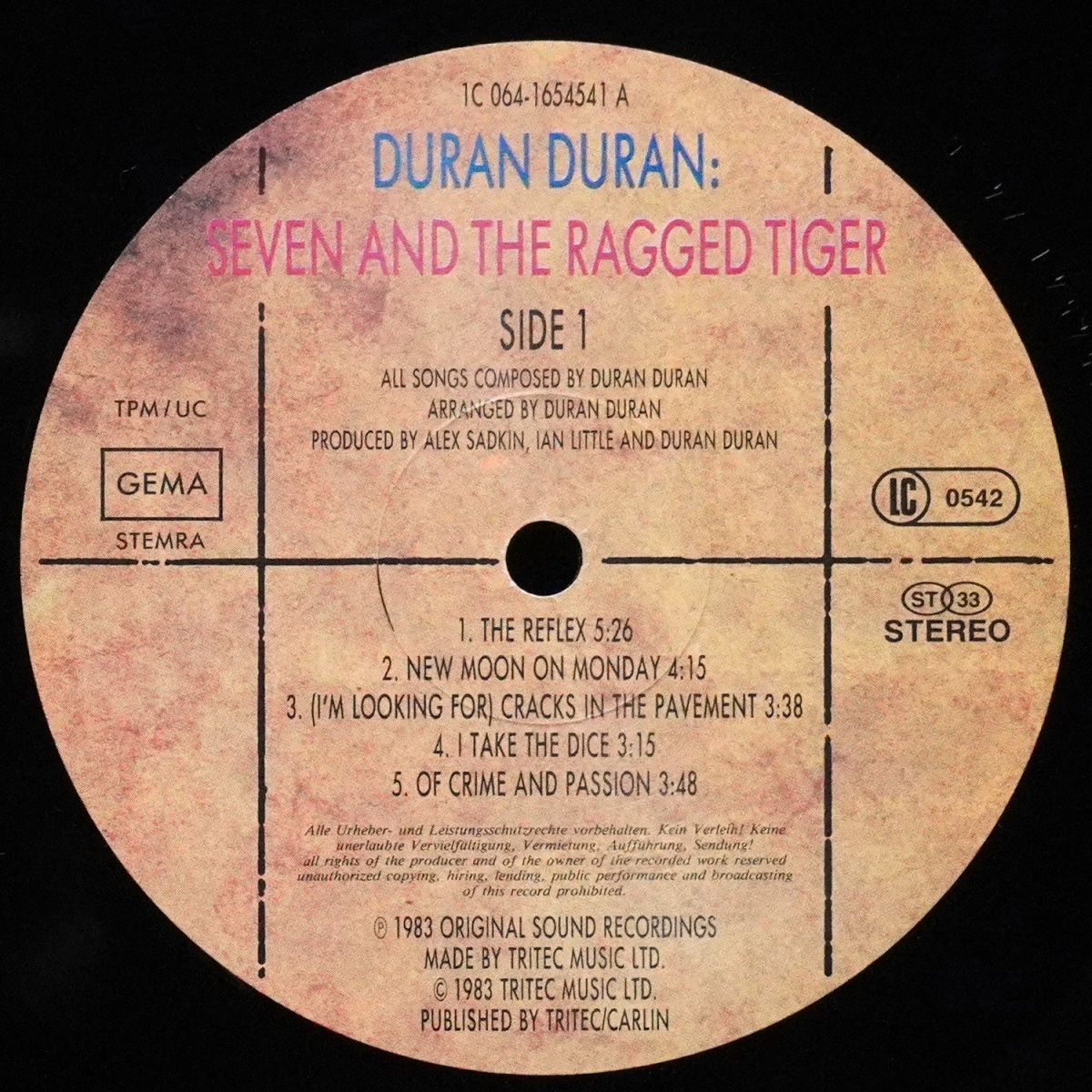 LP Duran Duran — Seven And The Ragged Tiger фото 3