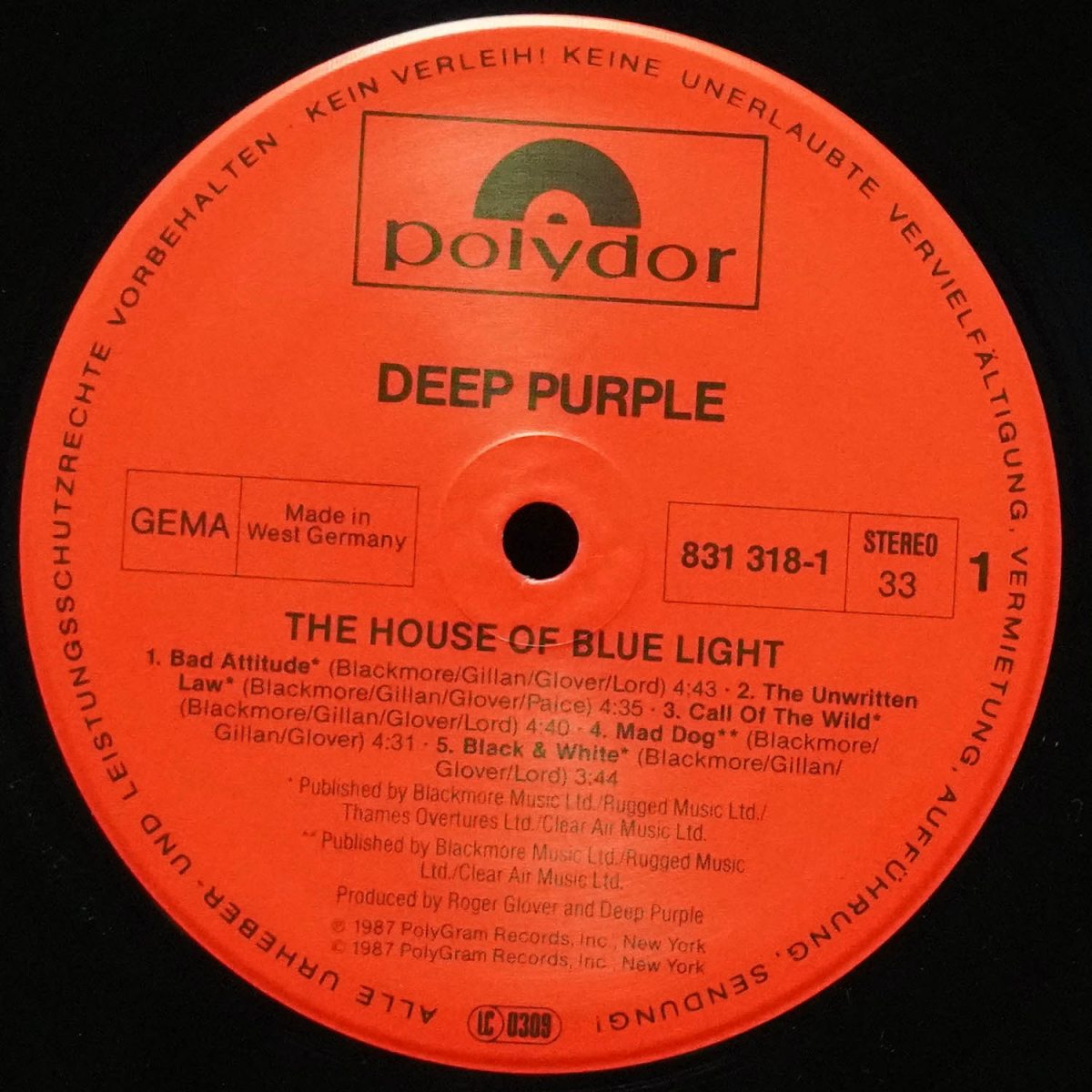 LP Deep Purple — House Of Blue Light фото 3