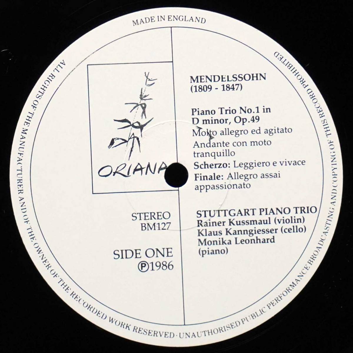 LP Stuttgart Piano Trio — Mendelssohn: Piano Trio No.1 in D Minor Op. 49, Piano Trio No.2 in C Minor Op. 66 фото 2