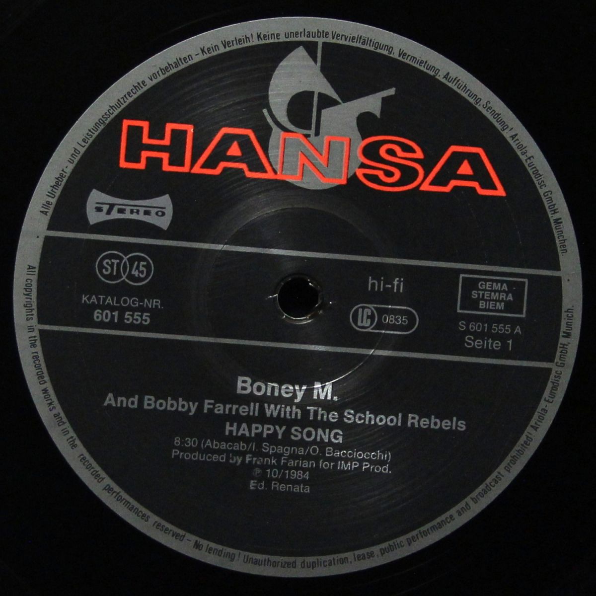 LP Boney M — Happy Song (Clubmix) (макси сингл) фото 2