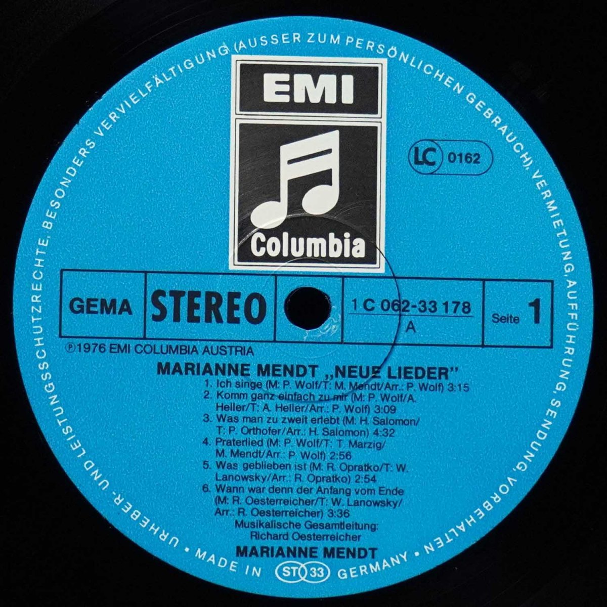 LP Marianne Mendt — Neue Lieder фото 2