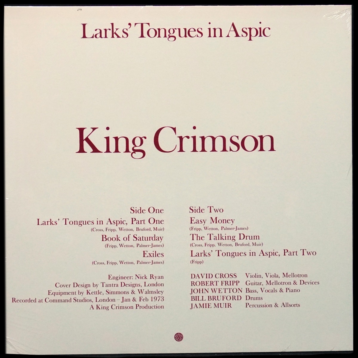 LP King Crimson — Larks' Tongues In Aspic фото 2